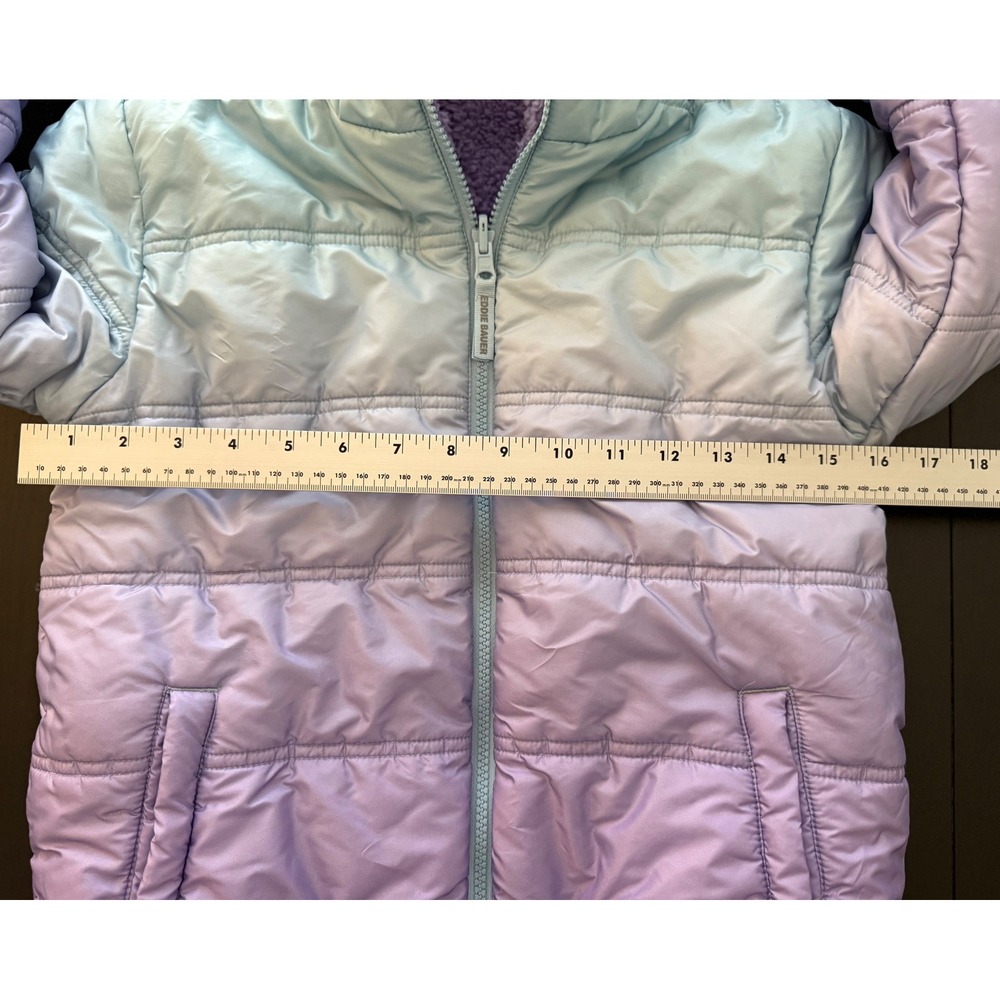 Eddie Bauer Girls‎ Reversible Jacket Size M 10-12 Purple Ombré Cozy Fleece Lined - Picture 8 of 14